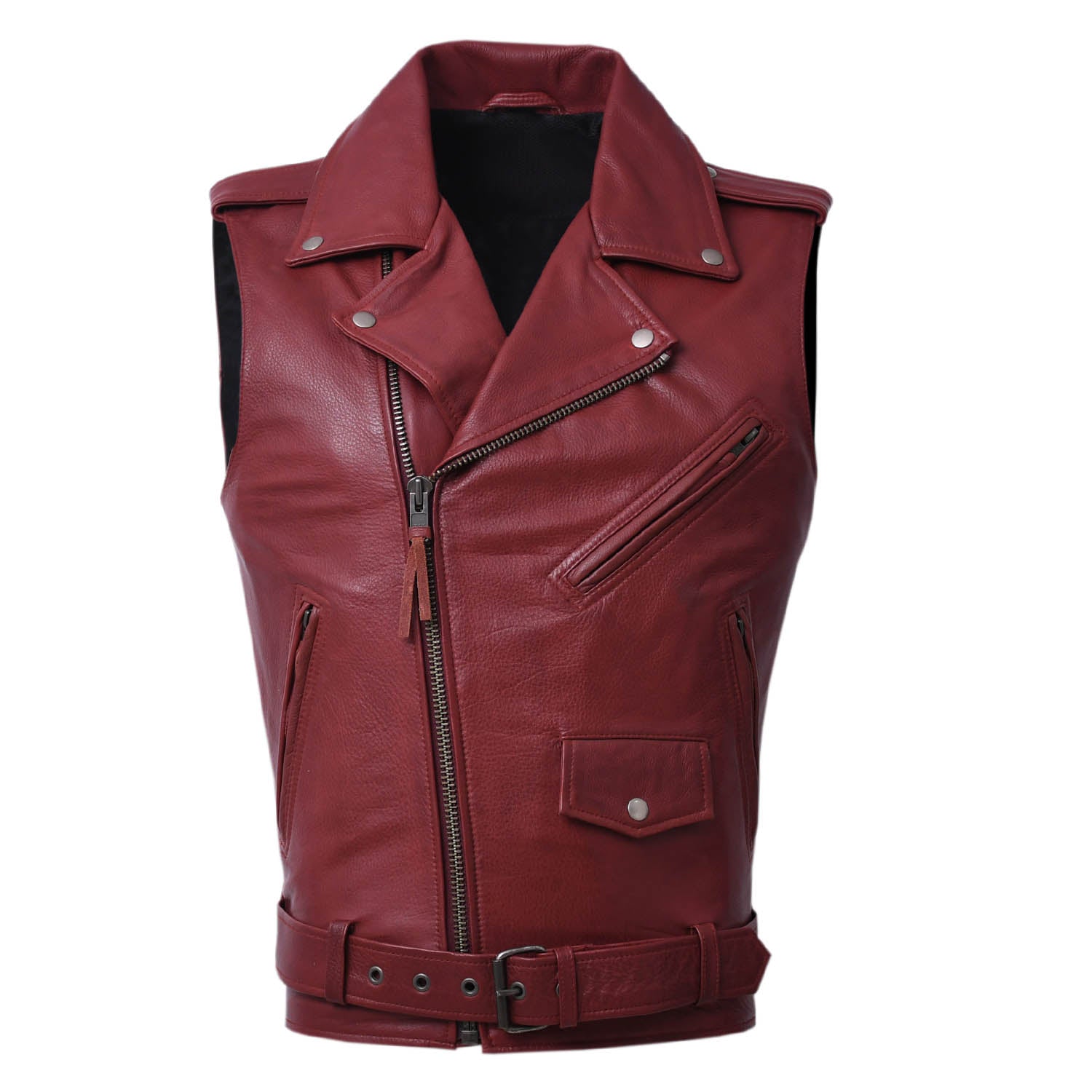 ICONIC - Motorcycle Leather Vest Men's Leather Vest Best Leather Ny XS RED 