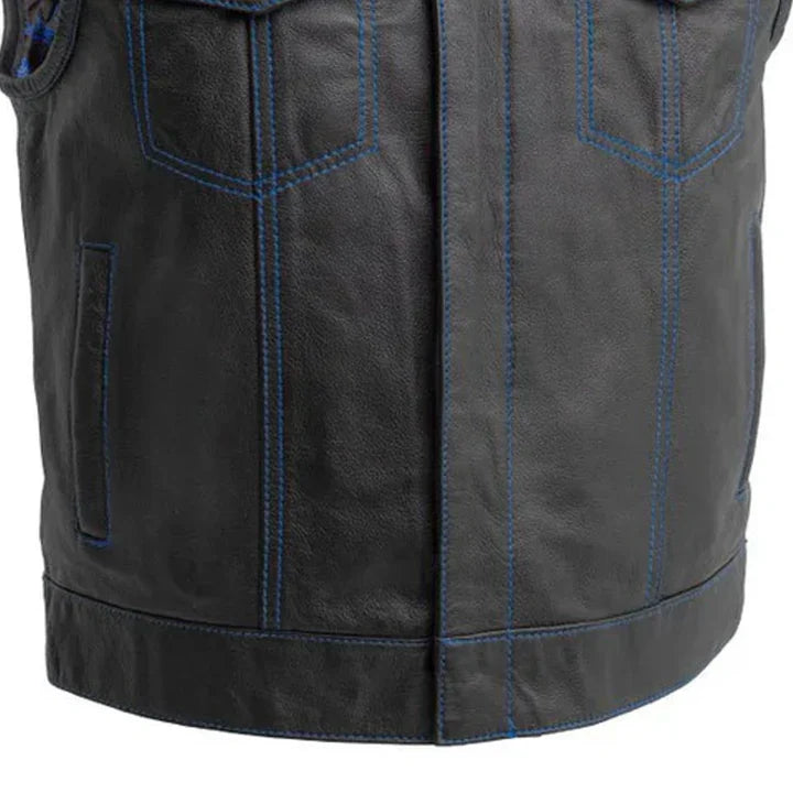 The Volt Men's Motorcycle Leather Vest, Multiple Color Options Men's Leather Vest Best Leather Ny