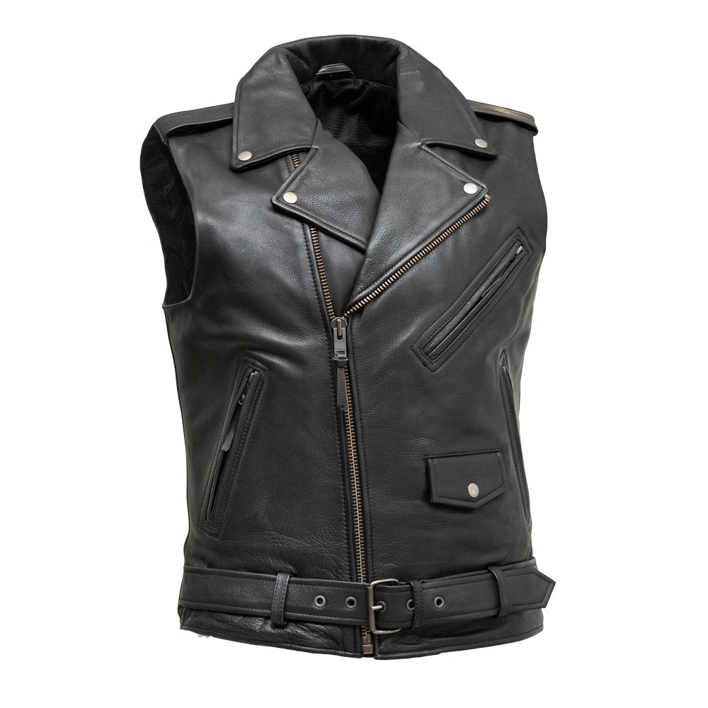 IMPERIAL - Motorcycle Leather Vest Men's Leather Vest Best Leather Ny Black XS
