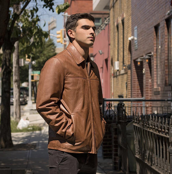 Indiana - Men's Casual Fashion Leather Jacket (Whiskey)