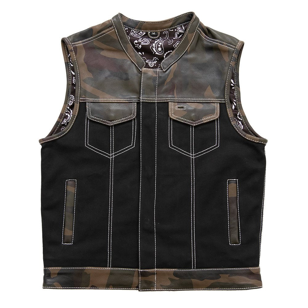 Defender Motorcycle Leather Canvas Vest Factory Customs Best Leather Ny S