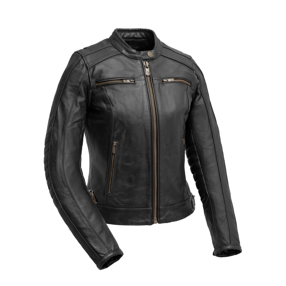 Zephyr - Women's Motorcycle Leather Jacket Women's Perforated Jacket Best Leather NY Company Black XS