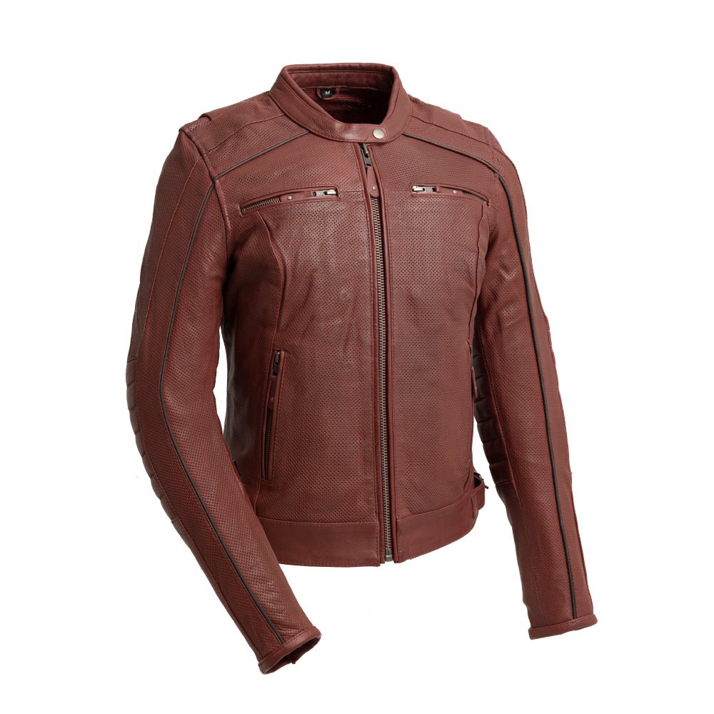 Veloce - Women's Perforated Motorcycle Leather Jacket Women's Perforated Jacket Best Leather NY Company Oxblood XS