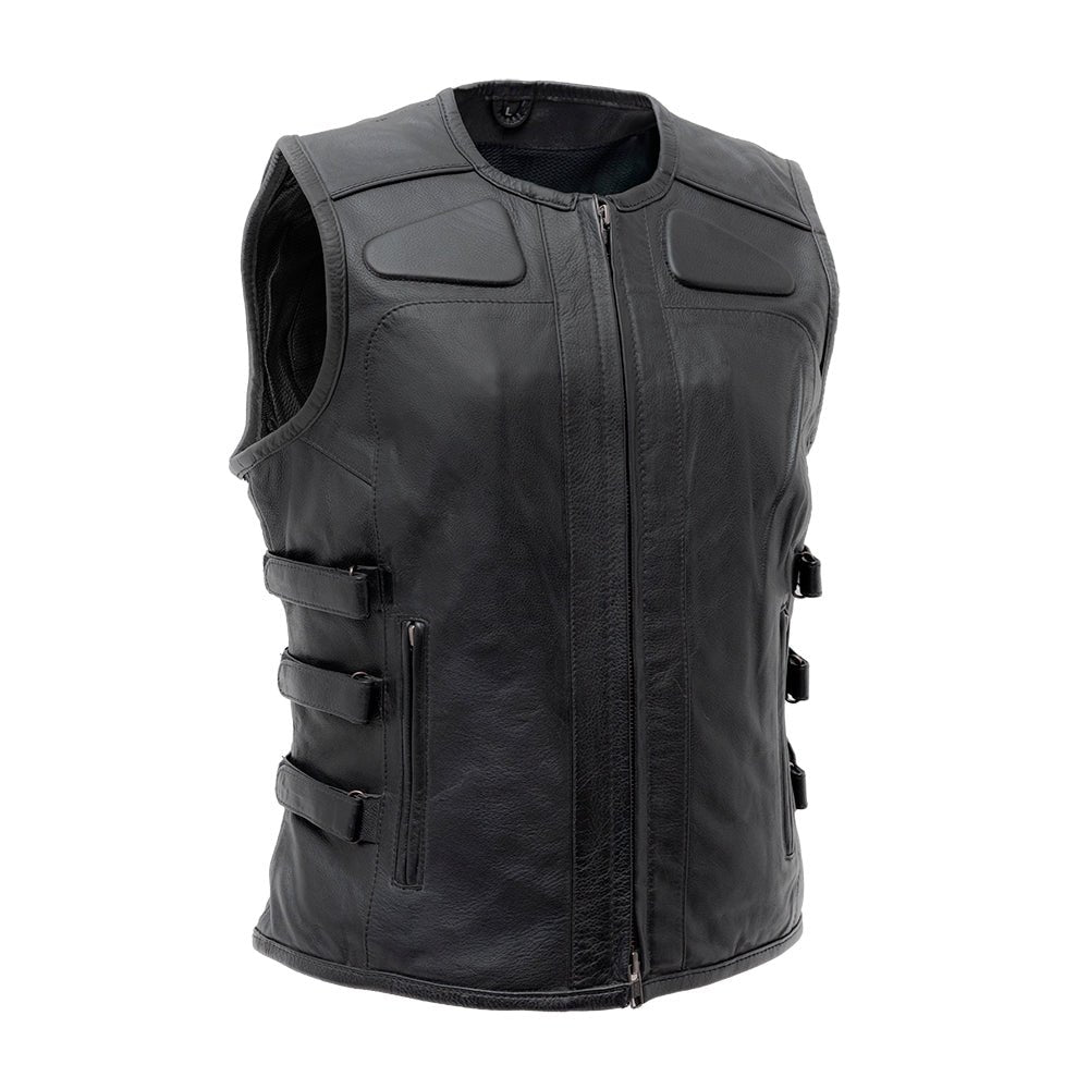Fiera - Women's Motorcycle Leather Vest Women's Leather Vest Best Leather Ny Black XS