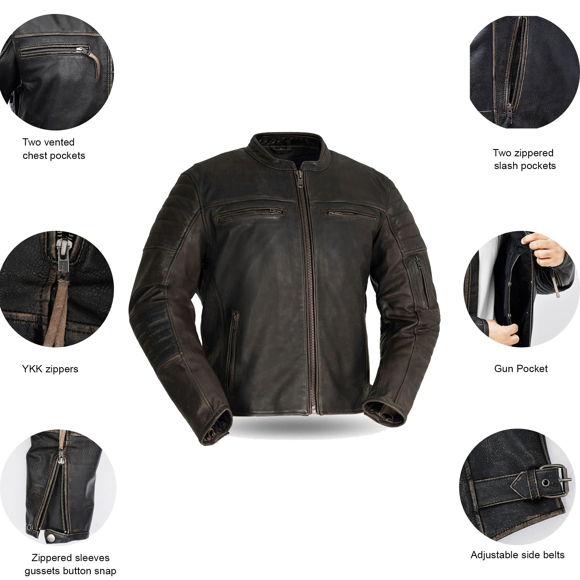 Kings - Men's Motorcycle Leather Jacket (Brown) Men's Motorcycle Jacket Best Leather Ny