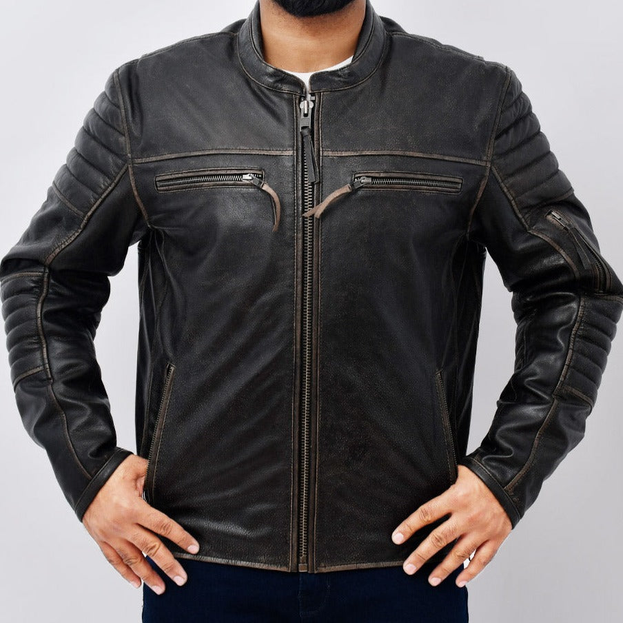 Kings - Men's Leather Motorcycle Jacket (Brown) Men's Motorcycle Jacket Best Leather Ny