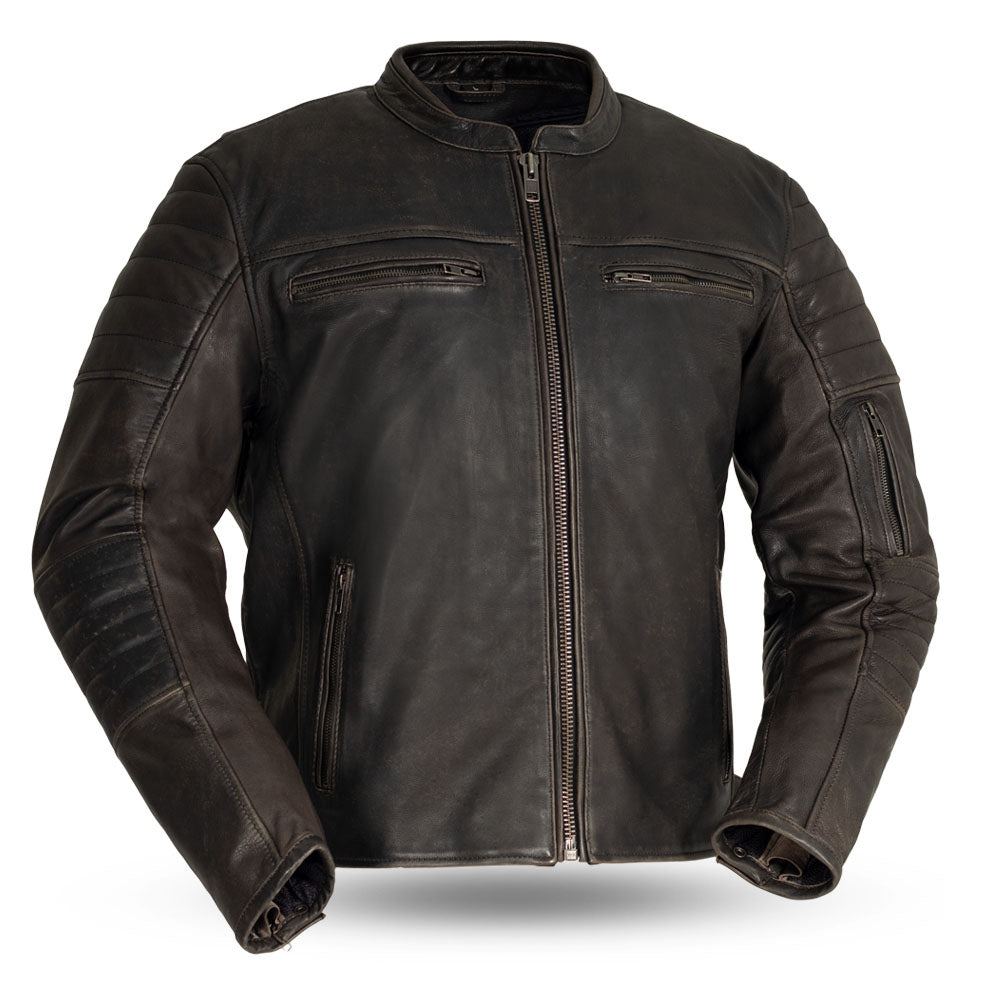 Kings - Men's Motorcycle Leather Jacket (Brown)