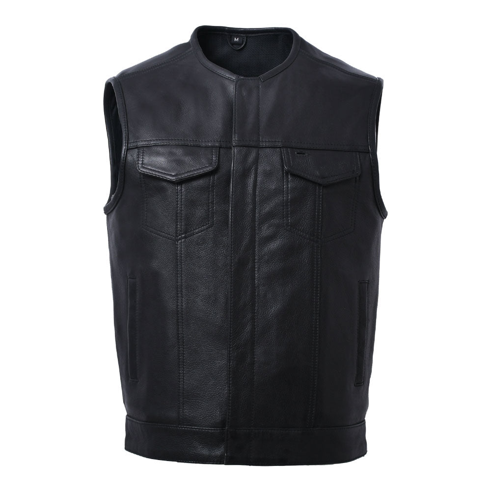 LOGAN - Motorcycle Leather Vest Men's Vest Best Leather Ny S Black 