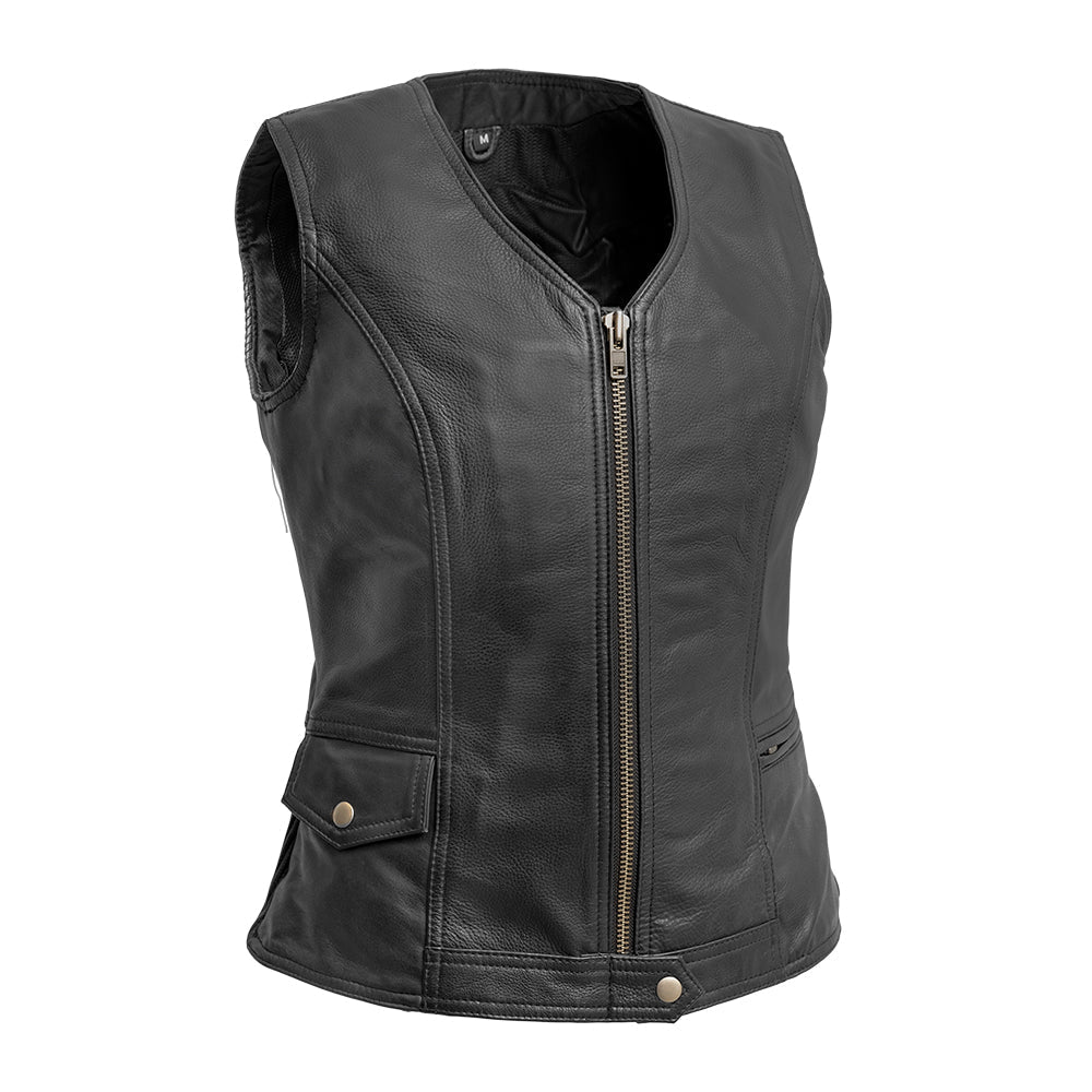 Zaira - Women's Motorcycle Leather Vest Women's Leather Vest Best Leather NY Company Black XS