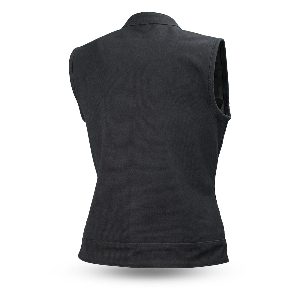 REBEL ALEX Motorcycle Canvas Vest Women's Canvas Vest Best Leather Ny
