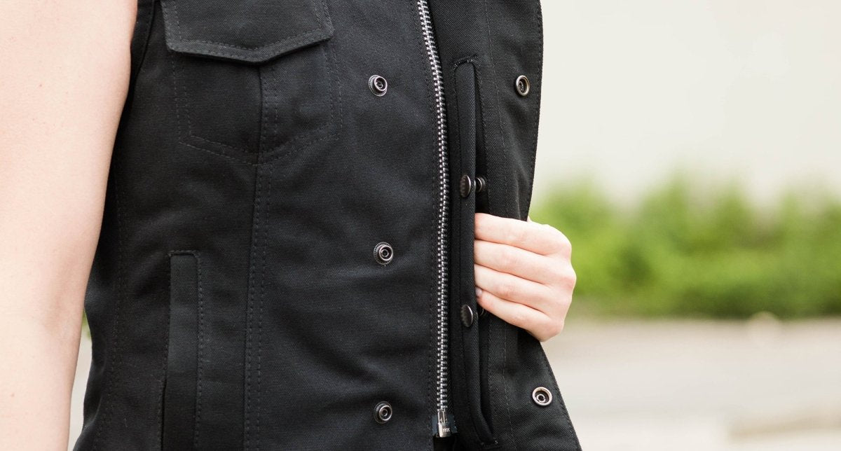 REBEL ALEX Motorcycle Canvas Vest Women's Canvas Vest Best Leather Ny