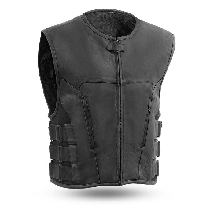 LUIS SWAT - Motorcycle Leather Vest Men's Leather Vest Best Leather Ny Black S