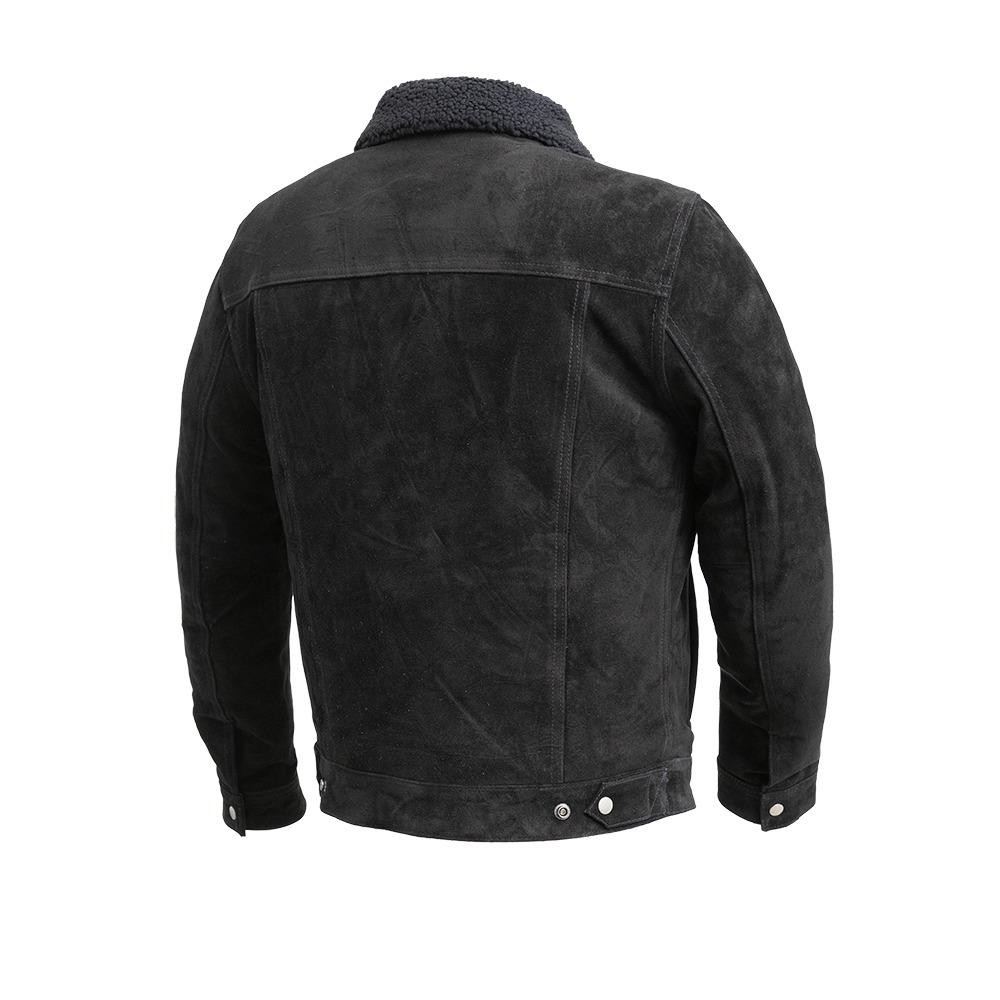 Luke - Men's Faux Shearling Cow Suede Jacket (Black) Men's Jacket Best Leather Ny   