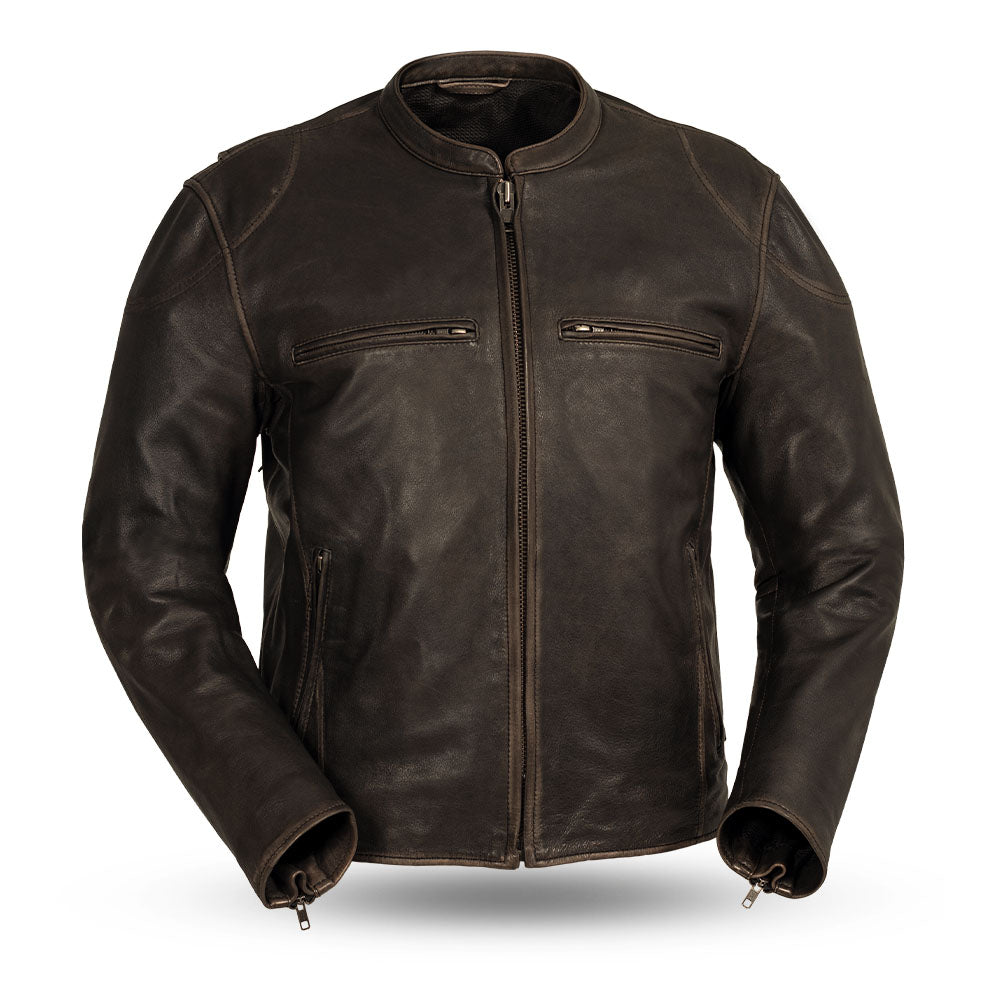 Mad Max - Men's Motorcycle Leather Jacket (Antique Brown) Men's Jacket Best Leather Ny S  