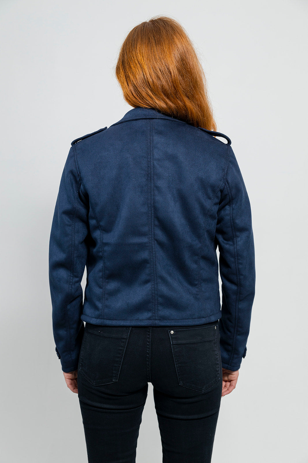 Megan - Women's Vegan Faux Suede Jacket (Navy Blue) Jacket Best Leather Ny   