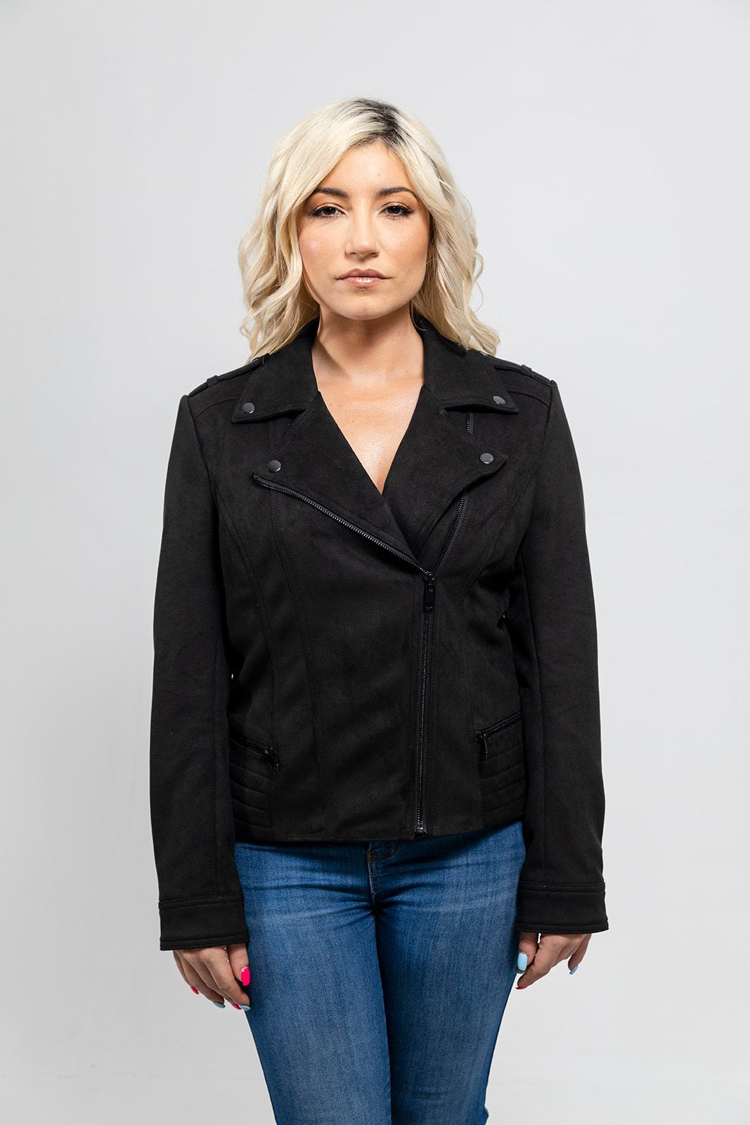 Molly - Women's Vegan Faux Suede Jacket Jacket Best Leather Ny XS Black 