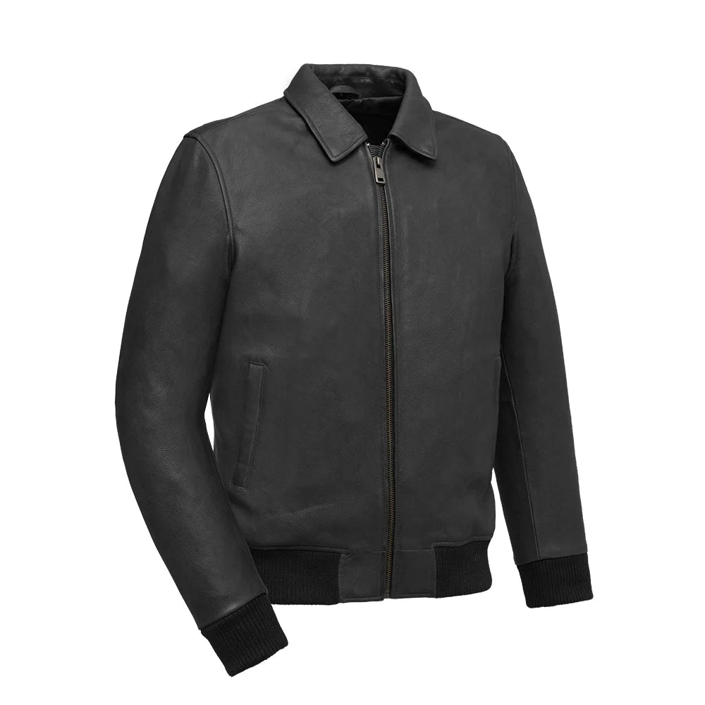 Striker Moto Bomber - Men's Leather Jacket Men's Motorcycle Jacket Best Leather NY Company Black S