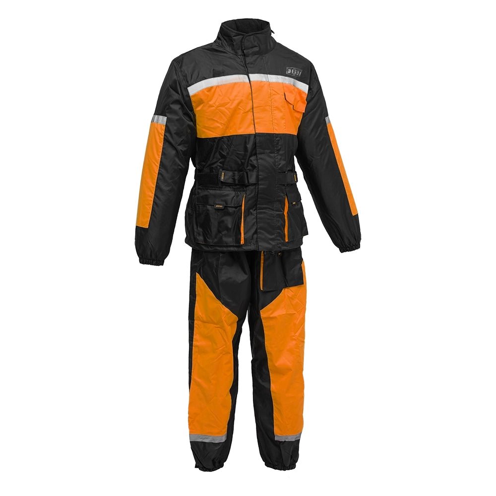 Sinuous - Men's Motorcycle Rain Suit Rain Suit Best Leather Ny Orange S