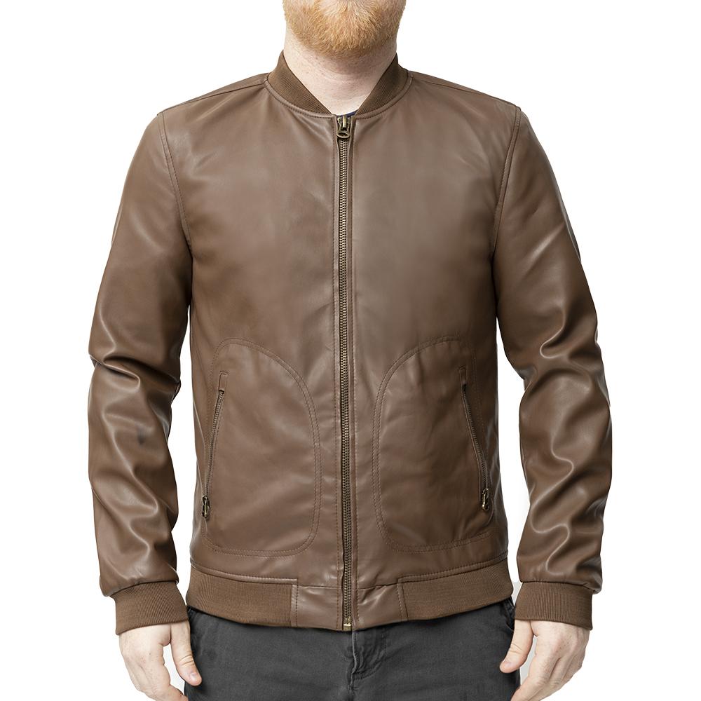 Myles - Men's Vegan Faux Leather Jacket Jacket Best Leather Ny S Brown 