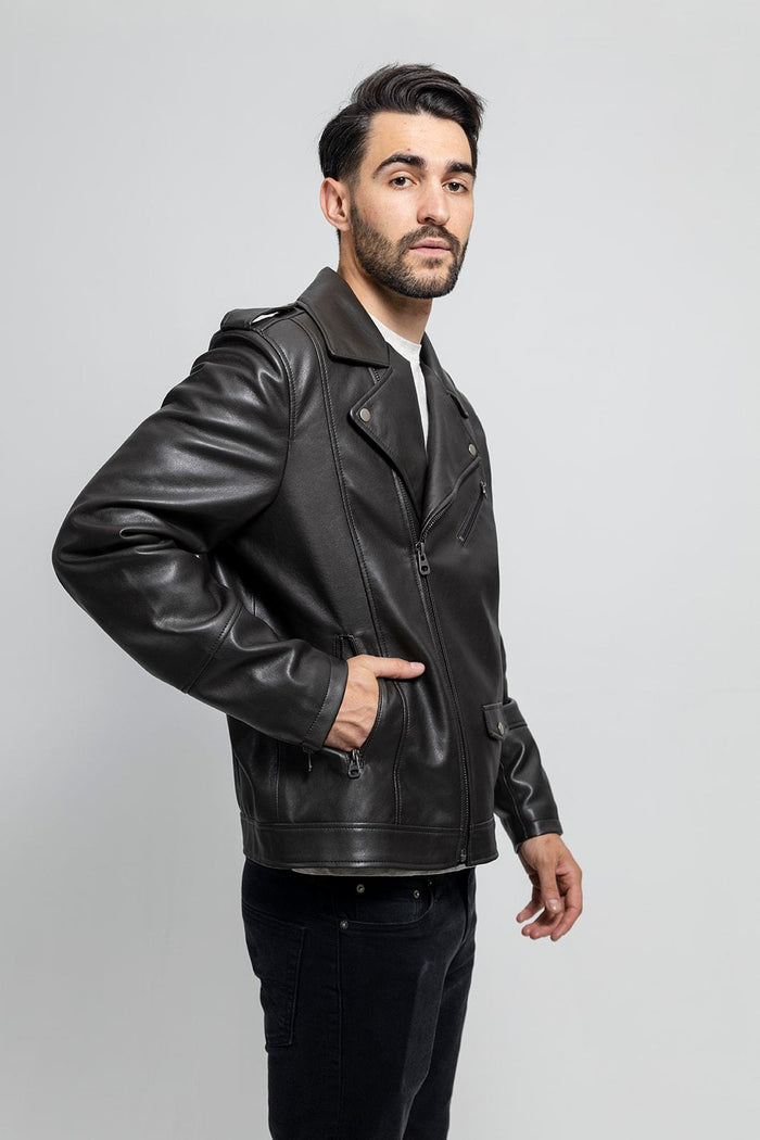 Nash - Men's Vegan Faux Leather Jacket (Olive) Jacket Best Leather Ny   