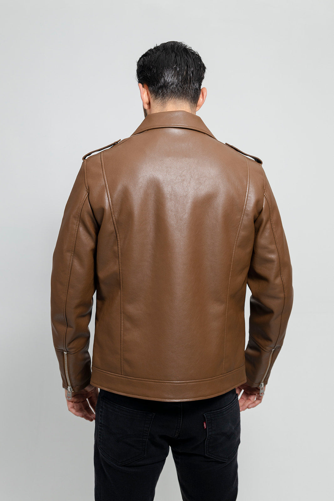 Nash - Men's Vegan Faux Leather Jacket (Camel) Men's Vegan Jacket Best Leather Ny