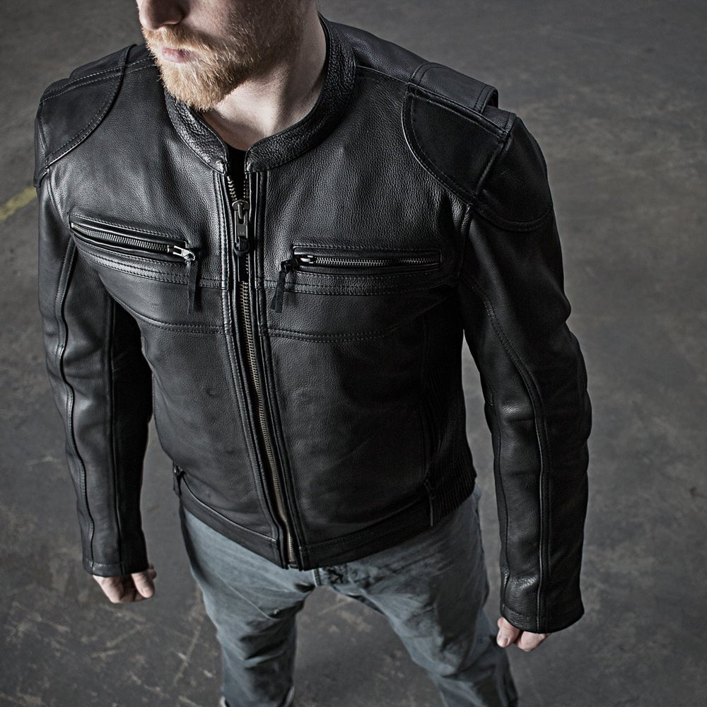 HACKER Men's Leather Motorcycle Jacket Men's Motorcycle Jacket Best Leather Ny