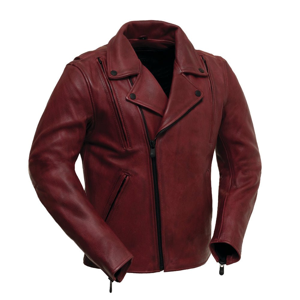 BIKER THRILL Men's Leather Motorcycle Jacket Men's Motorcycle Jacket Best Leather Ny Oxblood XS