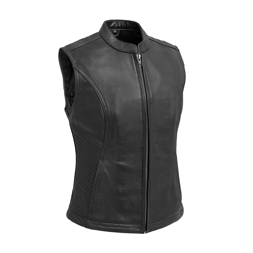 Nova Women's Motorcycle Leather Vest Women's Leather Vest Best Leather NY Company Black XS