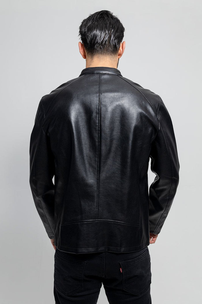 Oliver - Men's Vegan Faux/Perforated Leather Jacket Jacket Best Leather Ny   