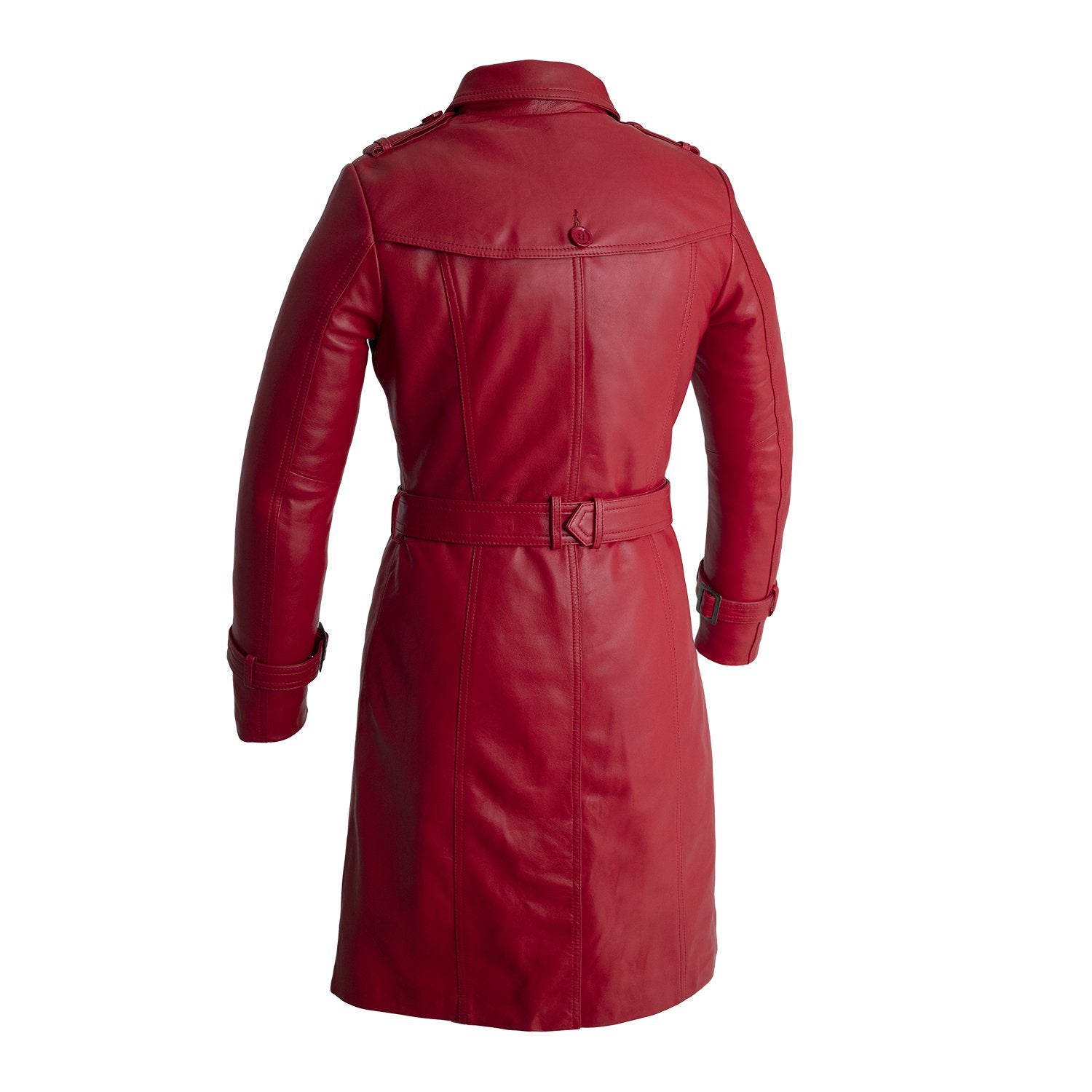 Olivia - Women's Leather Trench Coat Red Women's Fashion Leather Jacket Best Leather Ny