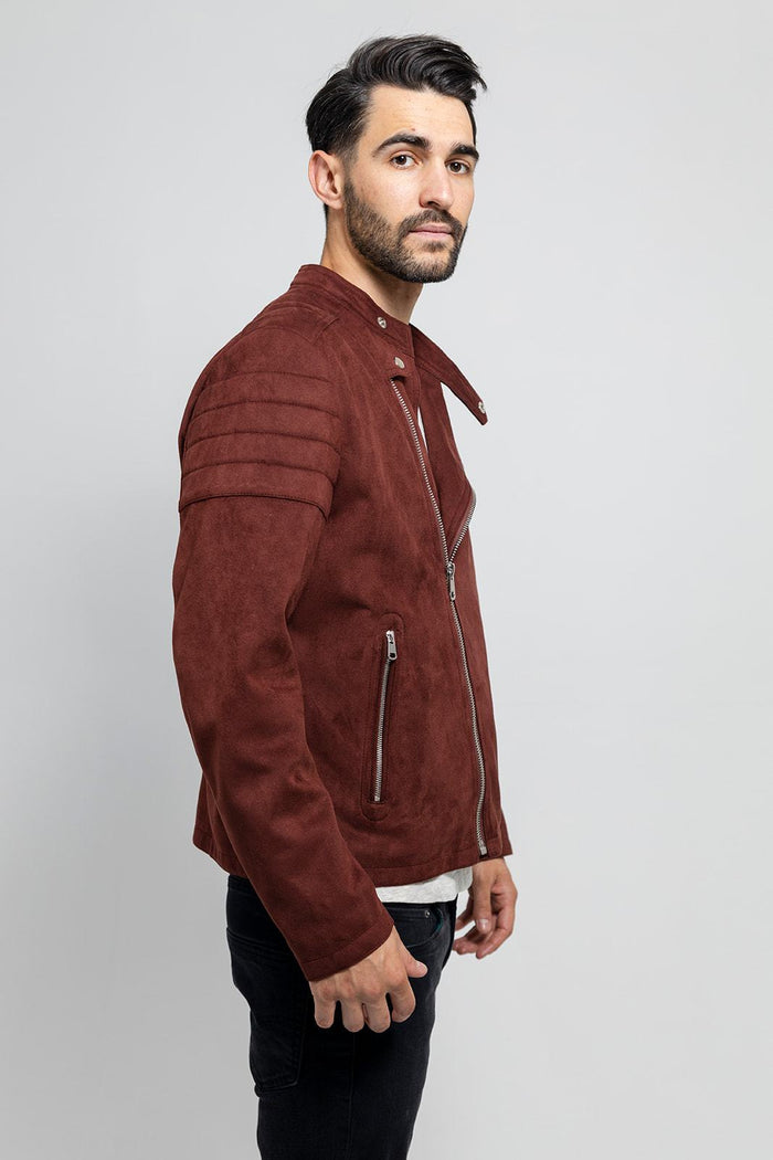 Payton - Men's Vegan Faux Suede Jacket (Maroon) Men's Vegan Jacket Best Leather Ny