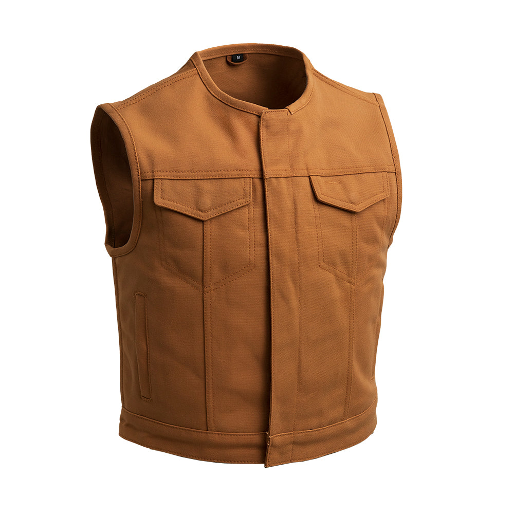 PRINCE - Motorcycle Canvas Vest Men's Canvas Vests Best Leather Ny Tan XS