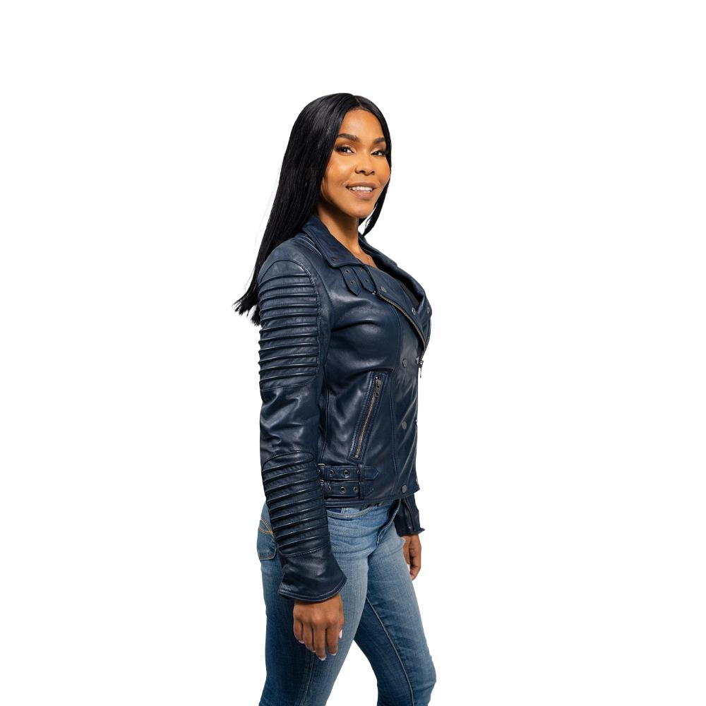 Queens - Women's Fashion Lambskin Leather Jacket (Navy Blue) Women's Fashion Leather Jacket Best Leather Ny