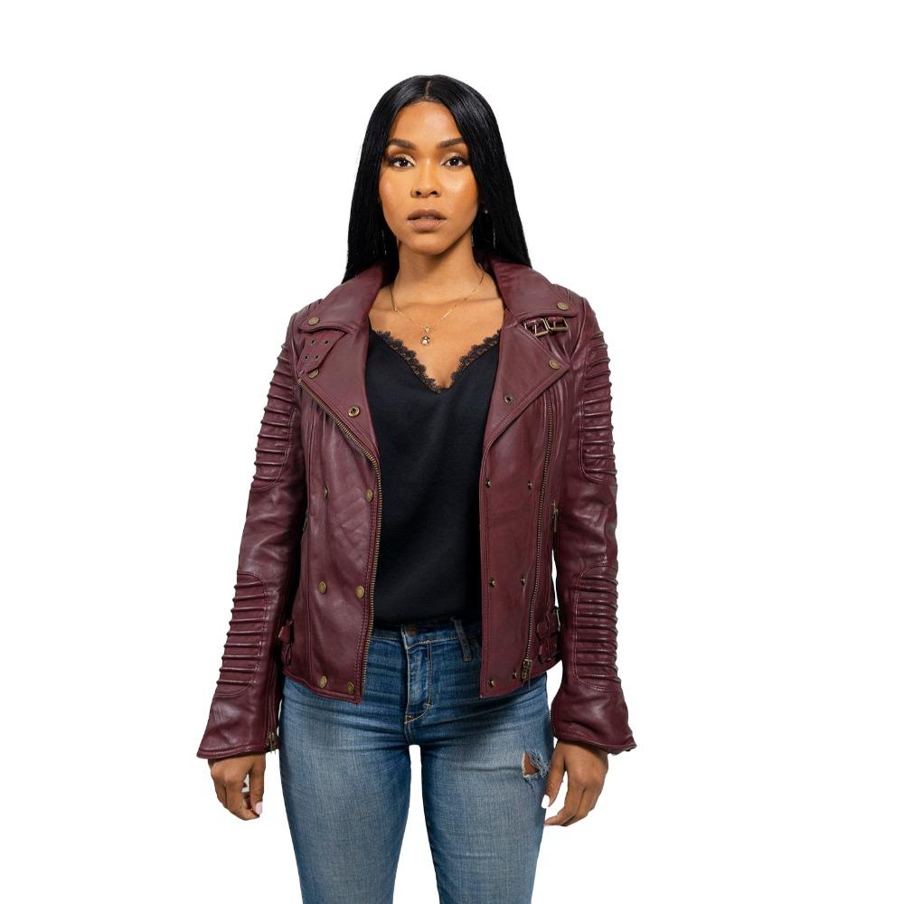 Queens - Women's Fashion Lambskin Leather Jacket (Oxblood) Women's Fashion Leather Jacket Best Leather Ny