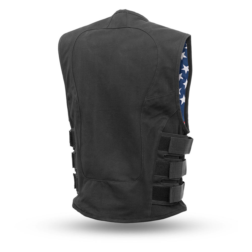 RAVI SWAT - Motorcycle Canvas Vest Men's Canvas Vests Best Leather Ny   