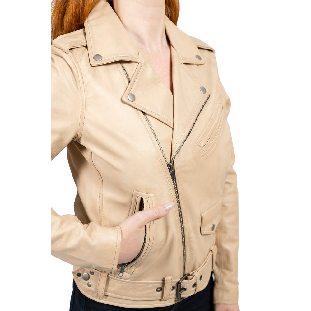 Rebel - Women's Fashion Lambskin Leather Jacket (Oil Sand) Women's Fashion Leather Jacket Best Leather Ny