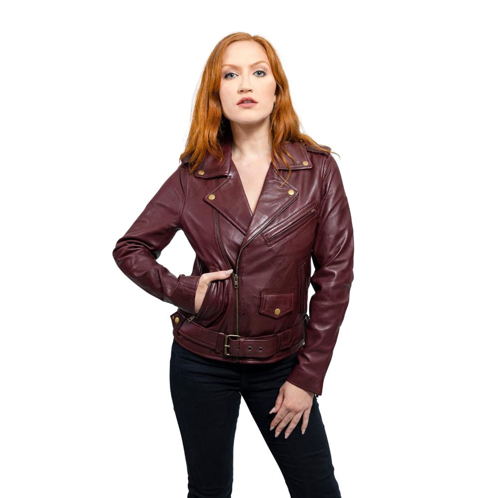 Rebel - Women's Fashion Lambskin Leather Jacket (Oxblood) Women's Jacket Best Leather Ny   