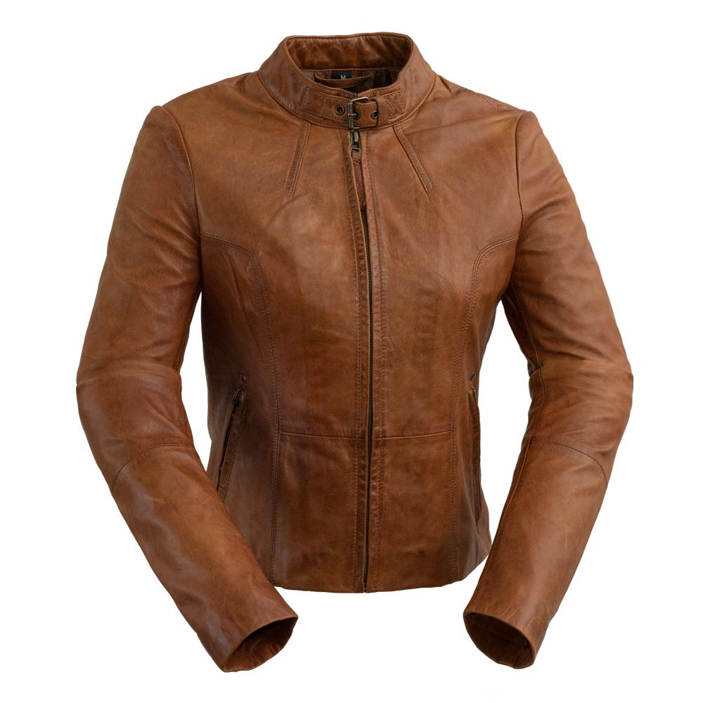 Rexie - Women's Fashion Leather Jacket (Dark Cognac) Women's Jacket Best Leather Ny XS DARK COGNAC 