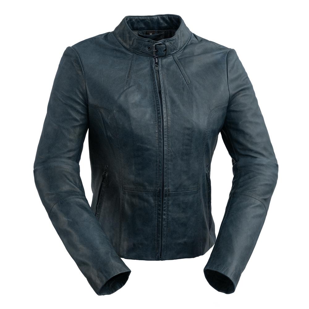 Rexie - Women's Fashion Leather Jacket (Navy Blue) Women's Jacket Best Leather Ny XS NAVY BLUE 