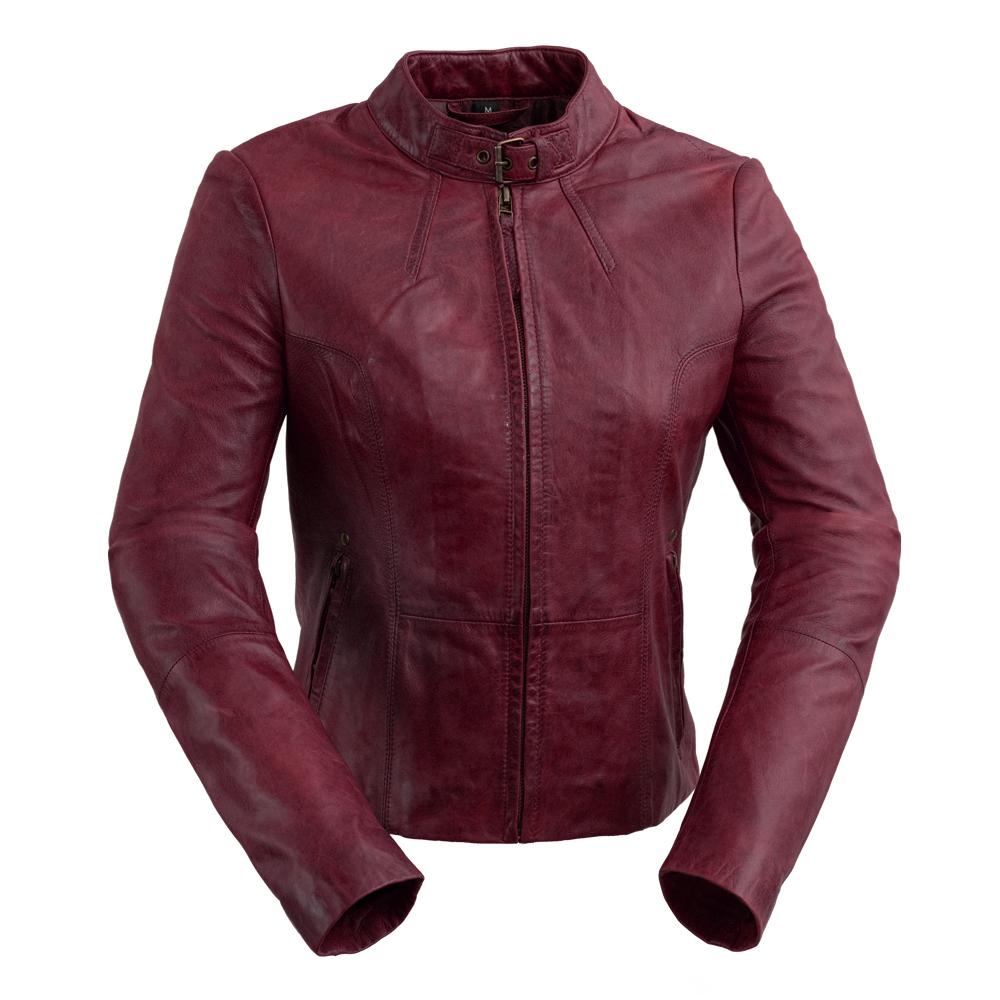 Rexie - Women's Fashion Leather Jacket (Sangria) Women's Fashion Leather Jacket Best Leather Ny