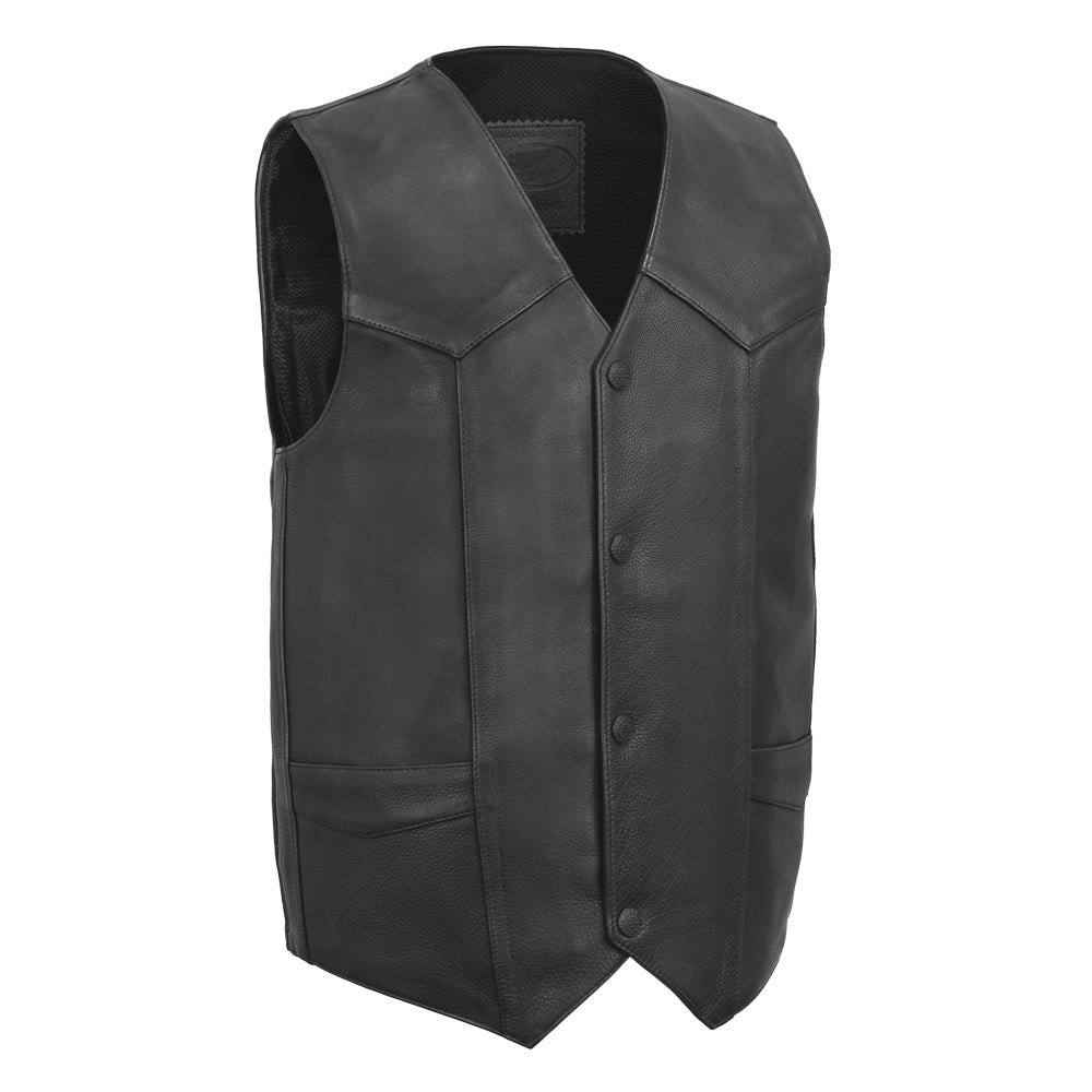 RIFF - Motorcycle Leather Vest Men's Vest Best Leather Ny S BLACK 