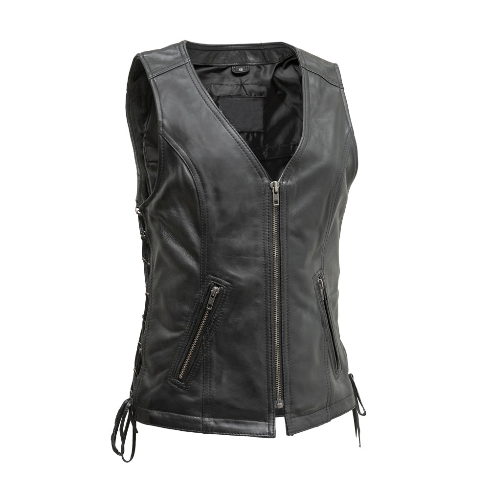 RORI Motorcycle Leather Vest Women's Vest Best Leather Ny XS Black 