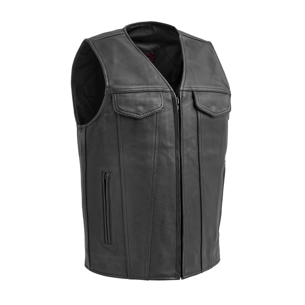 ROX - Motorcycle Leather Vest Men's Leather Vest Best Leather Ny Black XS