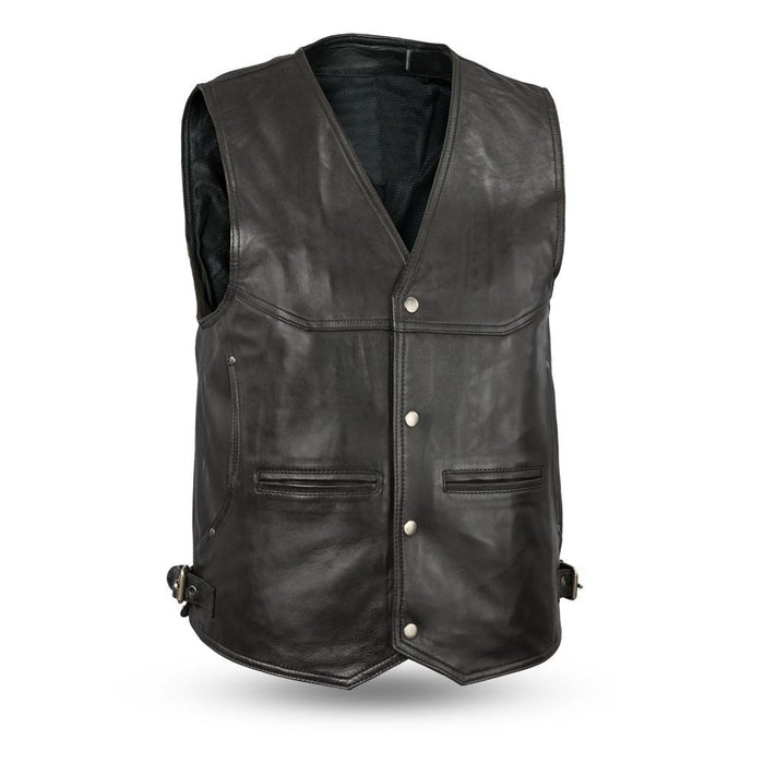 ROYAL - Motorcycle Lambskin Vest Men's Vest Best Leather Ny S Black 