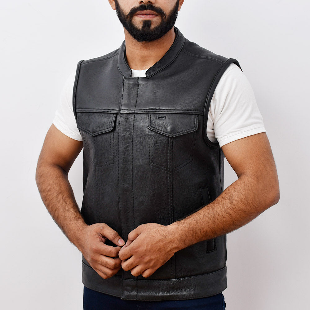 RUTGER - Motorcycle Leather Vest Men's Leather Vest Best Leather Ny Black S