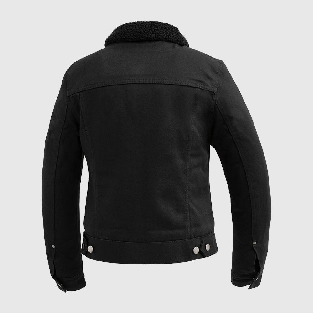 Samantha - Women's Faux Shearling Twill Jacket Women's Vegan Jacket Best Leather Ny