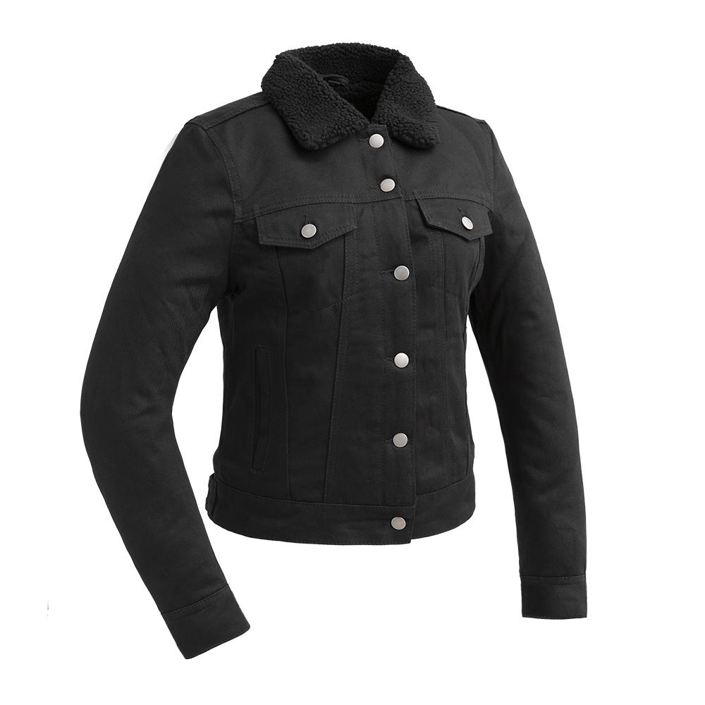 Samantha - Women's Faux Shearling Twill Jacket Women's Vegan Jacket Best Leather Ny XS