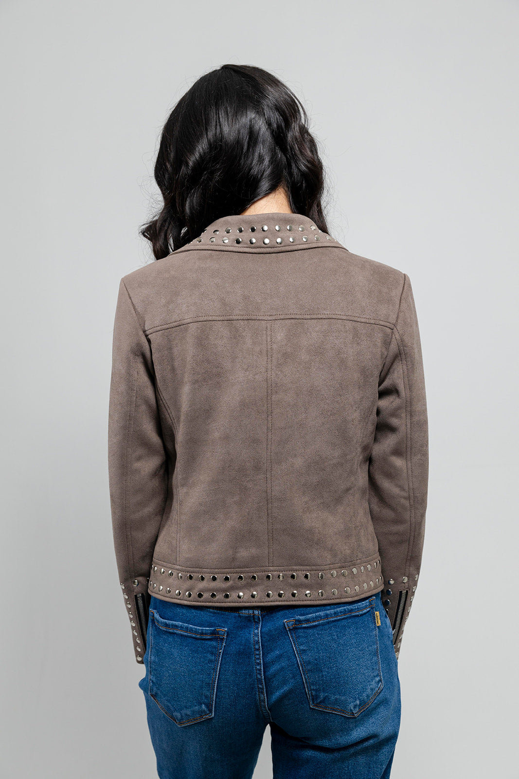 Sandy - Women's Vegan Faux Suede Jacket (Gray) Women's Vegan Jacket Best Leather Ny