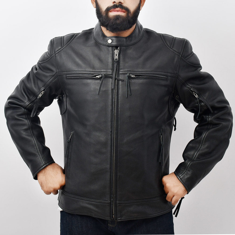 SERPENT Scooter Style Men's Leather Motorcycle Jacket Men's Motorcycle Jacket Best Leather Ny Black S