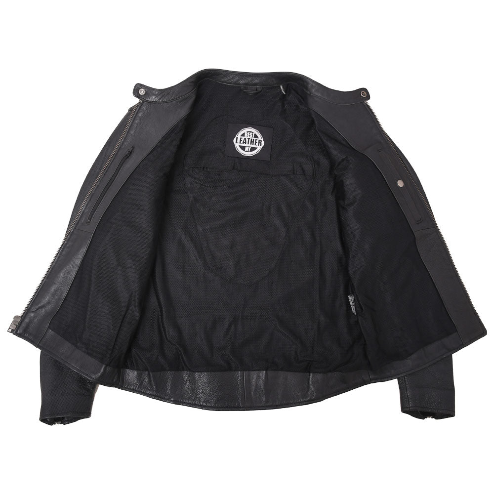 STAR Motorcycle Perforated Leather Jacket Men's Motorcycle Jacket Best Leather Ny